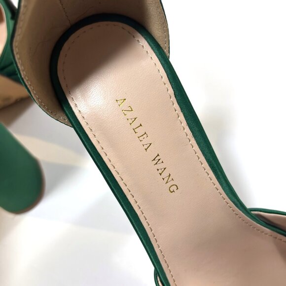 Azalea Wang Penelope Green Satin Studded Mega Platform Heels - Size 8.5 - Picture 4 of 8
